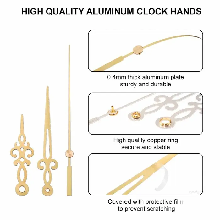 Resinarthub Rings Geometric Clock Hands Needles Gold Silver Black White