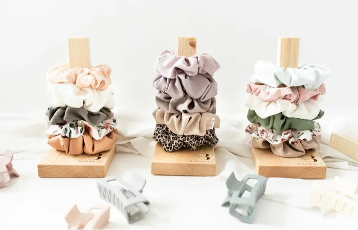 Rings Barbays Soft Peach Floral Scrunchie Barbays