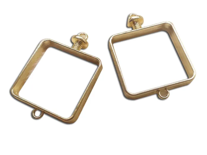 Rings Resin Art Hub 2pc Square Open Bezel Charm with Thick Frame