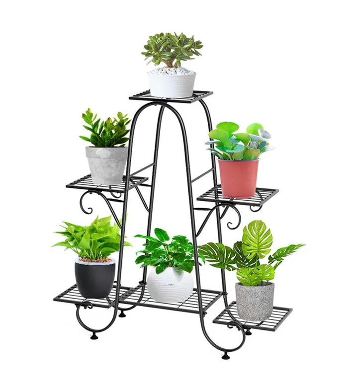 Rings Splash Black Metal Flower Pot Stand
