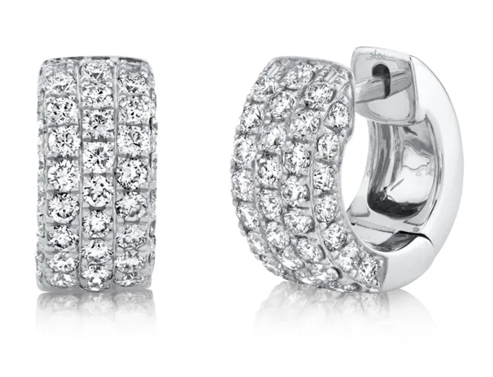 Rings ThreeRow Diamond Pave Huggies Millo Jewelry