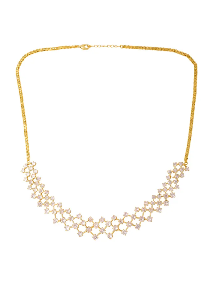 Rings Yellow Chimes Gold Plated Choker Necklace for Women Stunning White Crystal Adjustable Length Gold