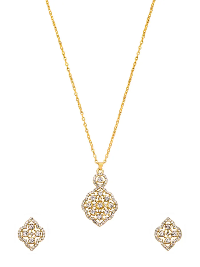 Rings Yellow Chimes Gold Plated Pendant Set White Stone Necklace with A5 Crystals Includes Drop Earrings One Size Gold Rings Yellow Chimes Gold Plated Pendant Set White Stone Necklace with A5 Crystals Includes Drop Earrings One Size Gold