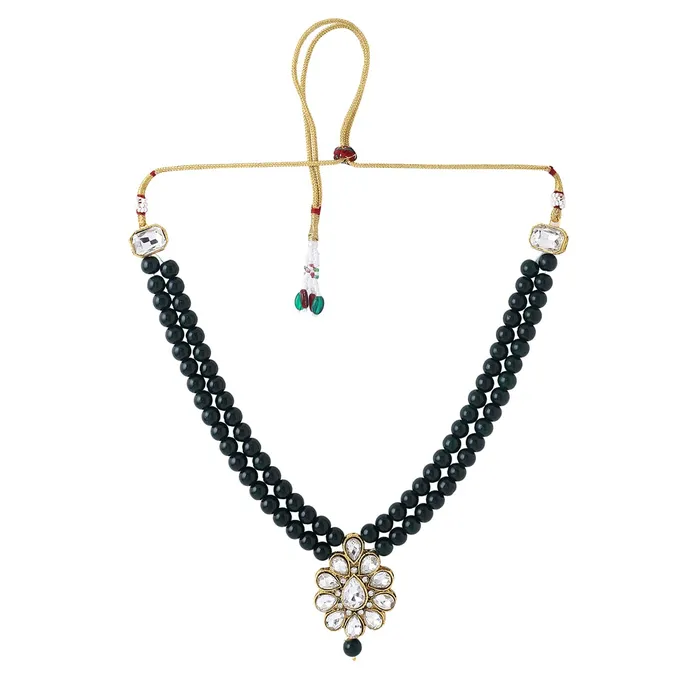 Rings Yellow Chimes Jewellery Set for Women and Girls Traditional Green Beads Necklace Set for Women Gold Plated Choker Necklace Set Birthday Gift for girls women Anniversary Gift for Wife Yellow Chimes