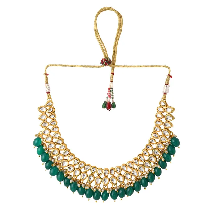 Rings Yellow Chimes Jewellery Set for Women and Girls Traditional Kundan Necklace Set Gold Plated Choker Necklace Set Birthday Gift for girls and women Anniversary Gift for Wife Yellow Chimes