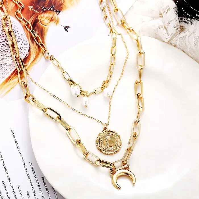 Rings Yellow Chimes Layered Choker Necklace for Women Multilayered Gold Plated Chain Choker Necklace for Women and Girls Yellow Chimes