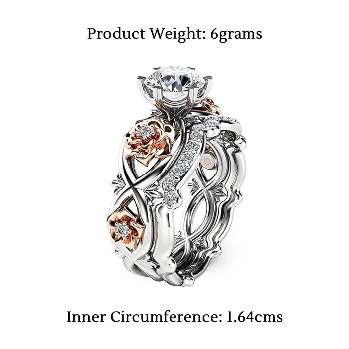 Rings Yellow Chimes Rings for Women Floral Rings Luxurious Looks Tiara Crown 2 PCs Ring Set for Women and Girls Yellow Chimes