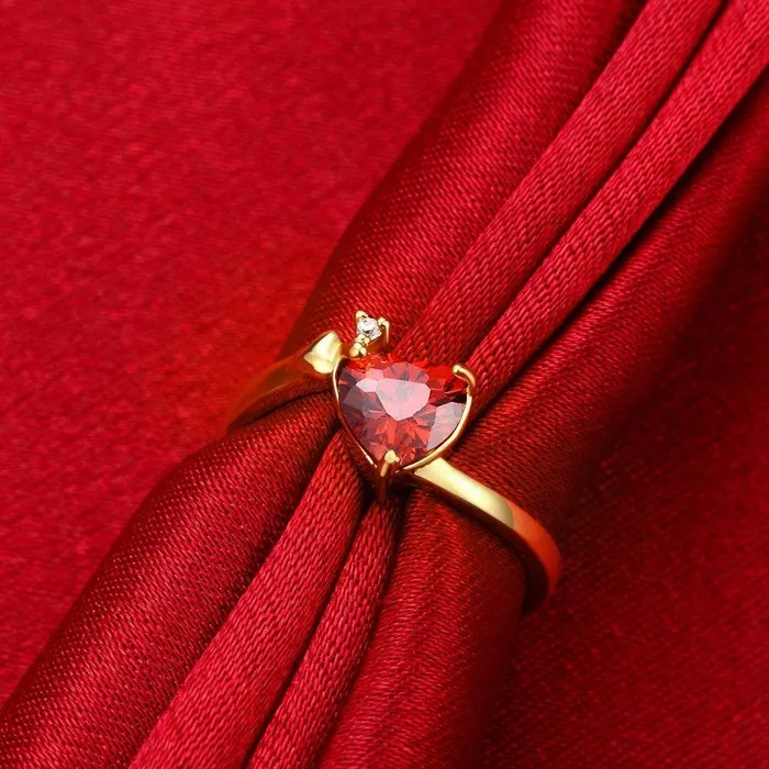 Rings Yellow Chimes Rings for Women Valentines Gift Set of Queen Heart Red Austrian Crystal Ring in Red Velvet Rose Ring Box for Women and Girls Size US 6 Yellow Chimes