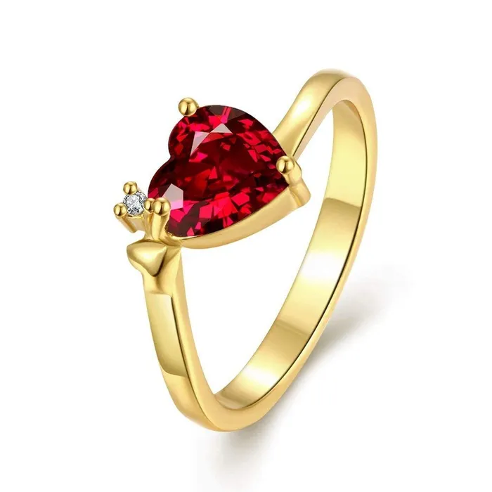 Rings Yellow Chimes Rings for Women Valentines Gift Set of Queen Heart Red Austrian Crystal Ring in Red Velvet Rose Ring Box for Women and Girls Size US 6 Yellow Chimes