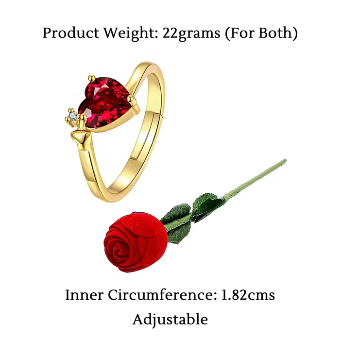 Rings Yellow Chimes Rings for Women Valentines Gift Set of Queen Heart Red Austrian Crystal Ring in Red Velvet Rose Ring Box for Women and Girls Size US 6 Yellow Chimes