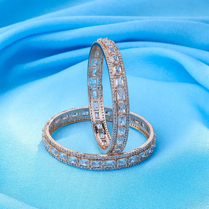 Rings Yellow Chimes Yellow Chimes Bangles for Women and Girls American Diamond Bangles for women Rose Gold Tone White AD Stone Bangles Birthday Gift For girls and women Anniversary Gift for Wife