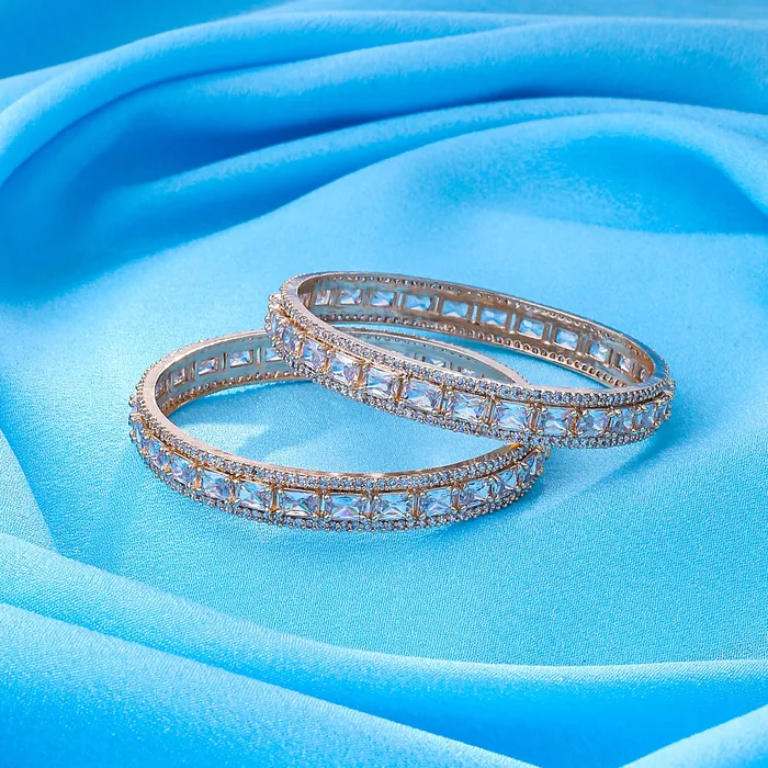 Rings Yellow Chimes Yellow Chimes Bangles for Women and Girls American Diamond Bangles for women Rose Gold Tone White AD Stone Bangles Birthday Gift For girls and women Anniversary Gift for Wife