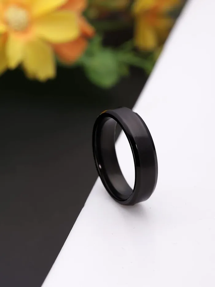 Rings Yellow Chimes Yellow Chimes Black Toned Ring For Men Pack of 1 Stainless Steel Band Ring Black Finger Ring for Boys Ideal Gift For Men and Boys
