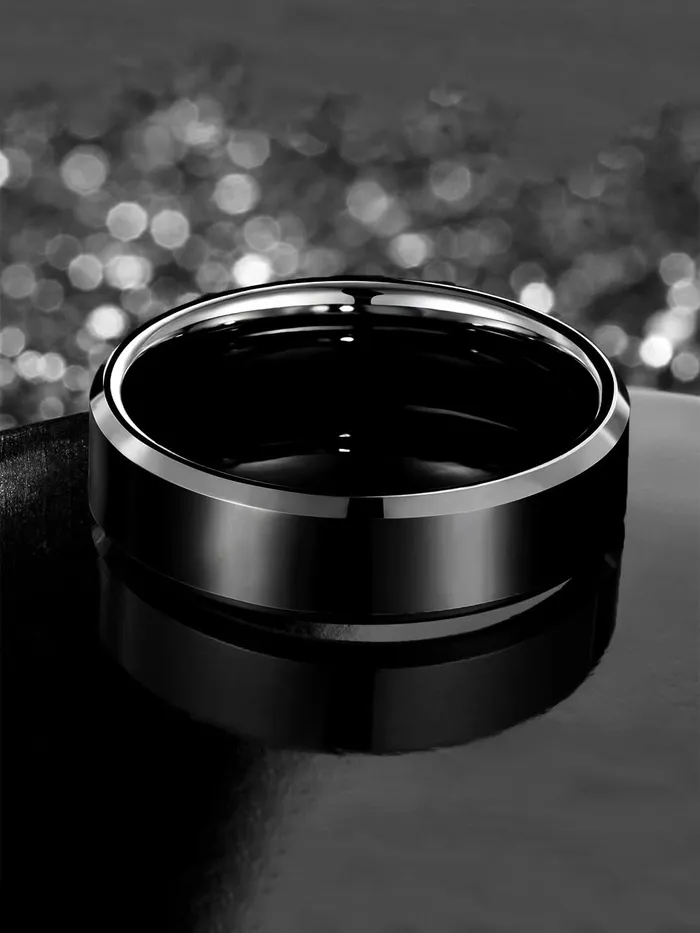 Rings Yellow Chimes Yellow Chimes Black Toned Ring For Men Pack of 1 Stainless Steel Band Ring Black Finger Ring for Boys Ideal Gift For Men and Boys
