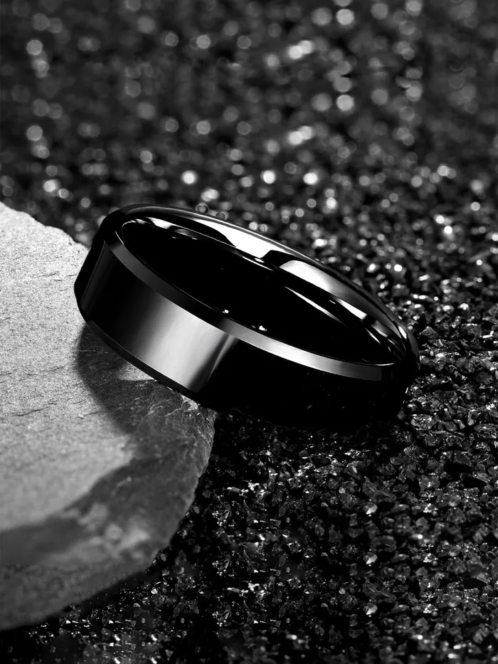 Rings Yellow Chimes Yellow Chimes Black Toned Ring For Men Pack of 1 Stainless Steel Band Ring Black Finger Ring for Boys Ideal Gift For Men and Boys
