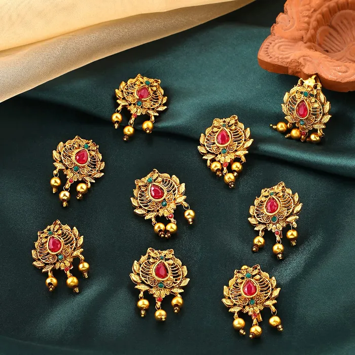 Rings Yellow Chimes Yellow Chimes Choti Jadai Billai Traditional Bridal Hair Accessories for Women Wedding Gold Plated Hair Choti Bridal Jewellery for Women