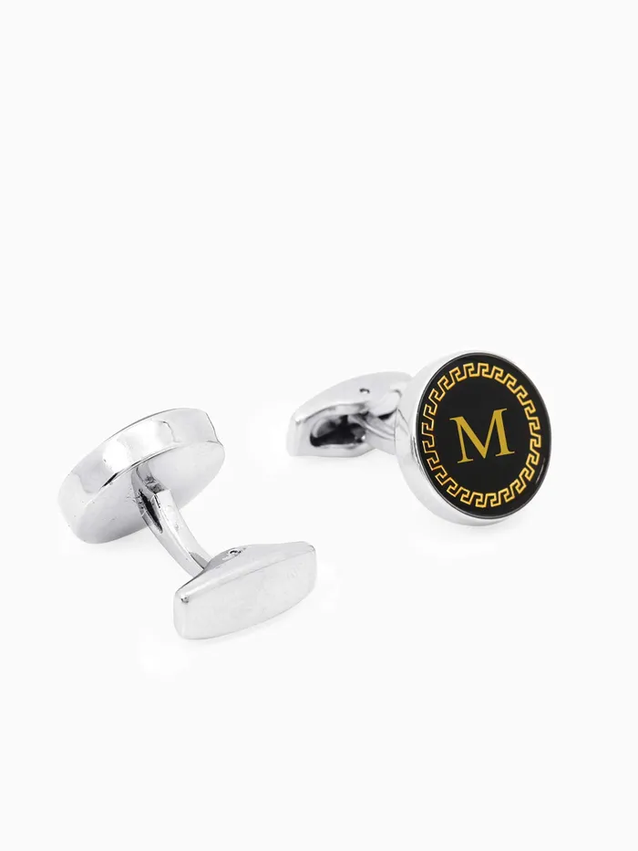 Rings Yellow Chimes Yellow Chimes Cufflinks for Men Alphabets Cuff links M Statement Stainless Steel Cufflinks for Men and Boys
