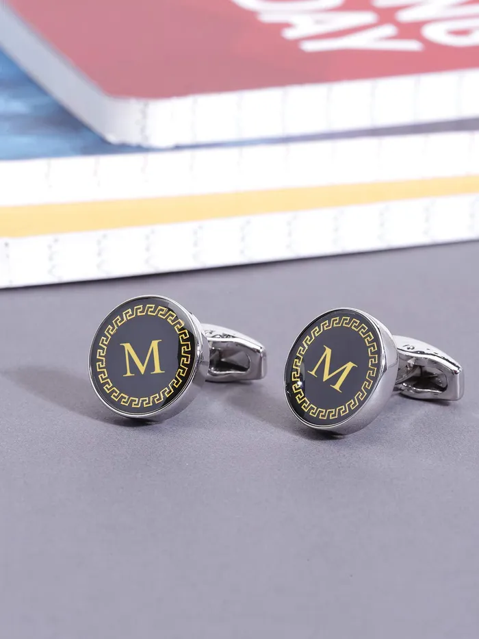 Rings Yellow Chimes Yellow Chimes Cufflinks for Men Alphabets Cuff links M Statement Stainless Steel Cufflinks for Men and Boys