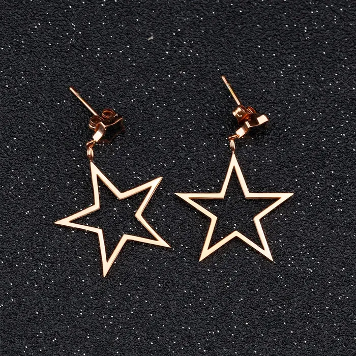 Rings Yellow Chimes Yellow Chimes Drop Earrings for Women Rose Gold Plated Stainless Steel Star Shaped Statement style Drop Earrings for Women and Girls