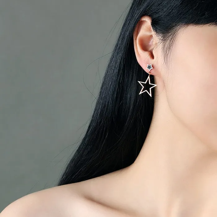 Rings Yellow Chimes Yellow Chimes Drop Earrings for Women Rose Gold Plated Stainless Steel Star Shaped Statement style Drop Earrings for Women and Girls