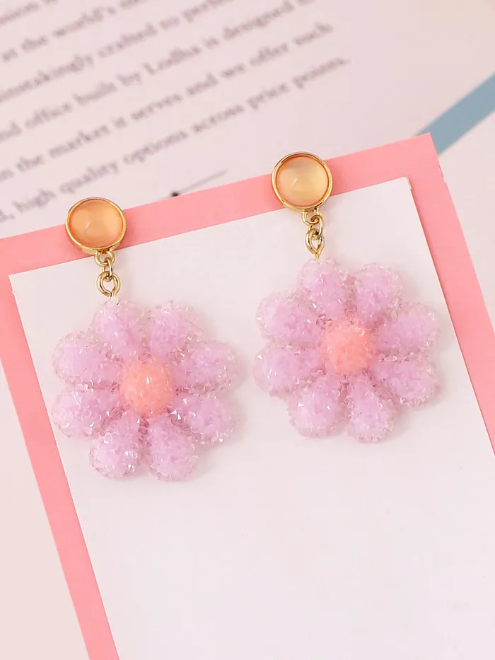 Rings Yellow Chimes Yellow Chimes Earrings for Women and Girls Drop Earrings for Girls Gold Toned Purple Floral Drop Designed Drop Earrings Birthday Gift for girls and women Anniversary Gift for Wife