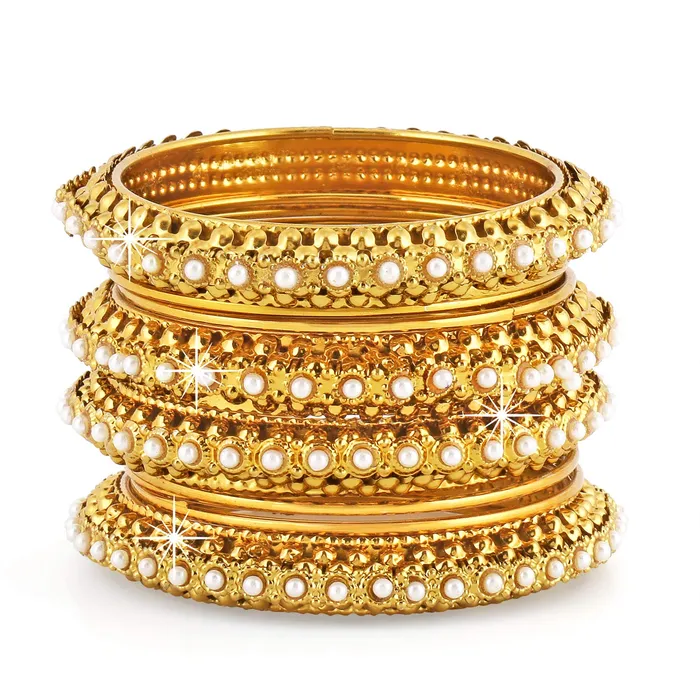 Rings Yellow Chimes Yellow Chimes Golden Bangles for Women Traditional Bangles Set Classic Antique Look Gold Plated Pearl Bangles Set for Women and Girls Rings Yellow Chimes Yellow Chimes Golden Bangles for Women Traditional Bangles Set Classic Antique Look Gold Plated Pearl Bangles Set for Women and Girls