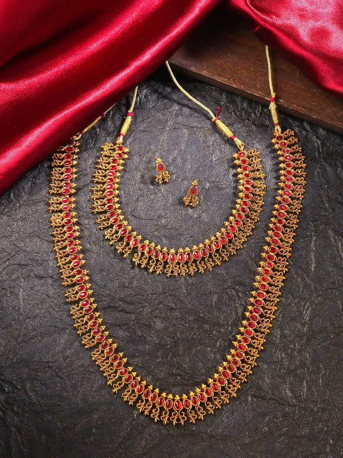Rings Yellow Chimes Yellow Chimes Jewellery Set for Women and Girls Traditional Red Kundans Necklace Set Gold Plated Multilayer Necklace Set Birthday Gift for girls and women Anniversary Gift for Wife