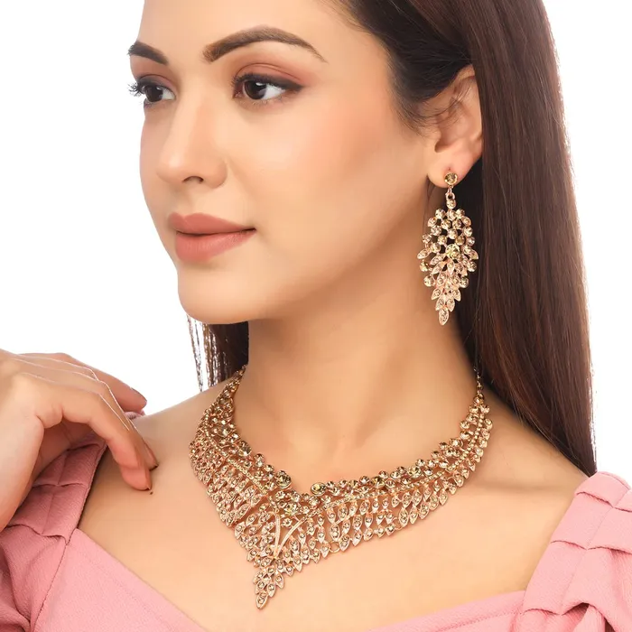 Rings Yellow Chimes Yellow Chimes Jewellery Set For Women Gold Toned Crystal Designed Necklace Set For Women and Girls Valentine Gift for Girls