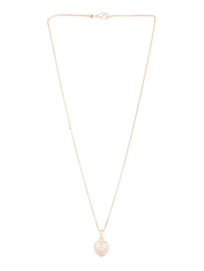 Rings Yellow Chimes Yellow Chimes Pendant Set for Women Rose Gold Toned ADAmerican Dimaond Crytal Studded Multilayer Heart Shaped Pendant Set with Earrings for Women and Girls Valentine Gift for Girls