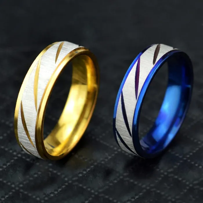 Rings Yellow Chimes Yellow Chimes Rings for Men 2 pcs combo Blue and Gold Stylish Western Stainless Steel Metal band Designed Rings for men and boys