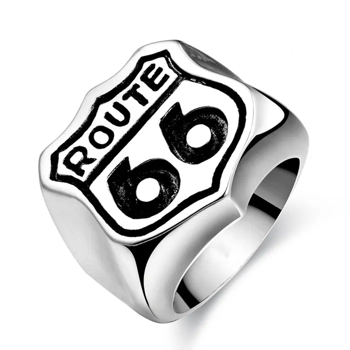 Rings Yellow Chimes Yellow Chimes Rings for Men Famous Route 66 Symbol SilverOxidized Stainless Steel Bikers Ring for Men and Boys Rings Yellow Chimes Yellow Chimes Rings for Men Famous Route 66 Symbol SilverOxidized Stainless Steel Bikers Ring for Men and Boys