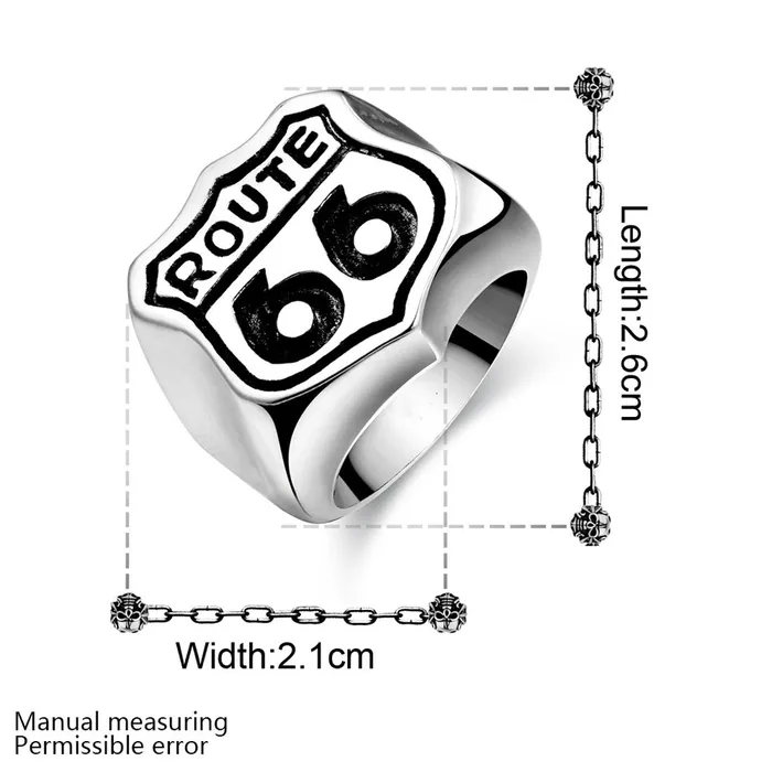 Rings Yellow Chimes Yellow Chimes Rings for Men Famous Route 66 Symbol SilverOxidized Stainless Steel Bikers Ring for Men and Boys