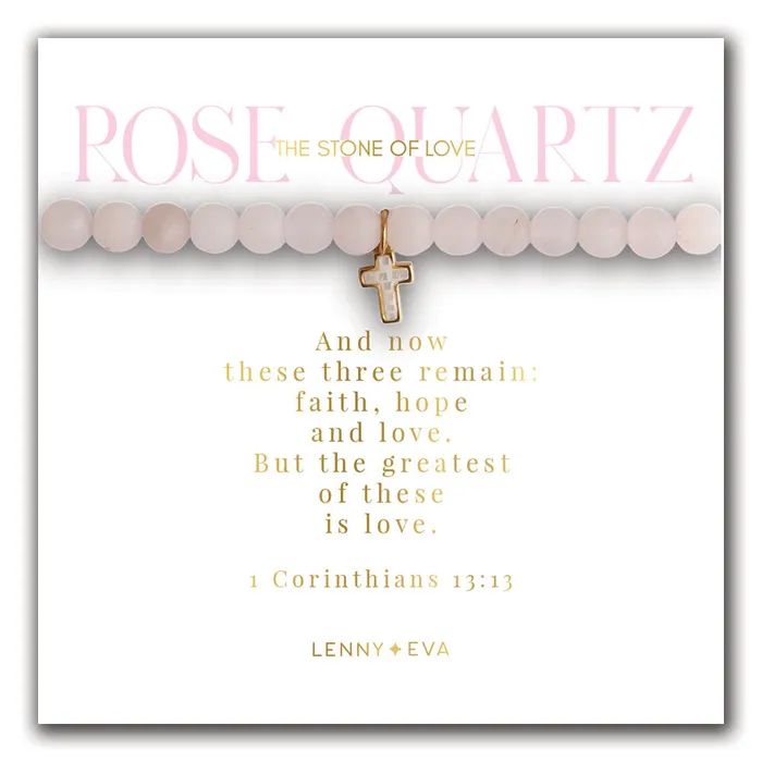 Rosenquarz KreuzCharm EdelsteinArmband 6mm Lenny Eva Lenny Eva Charm Necklaces