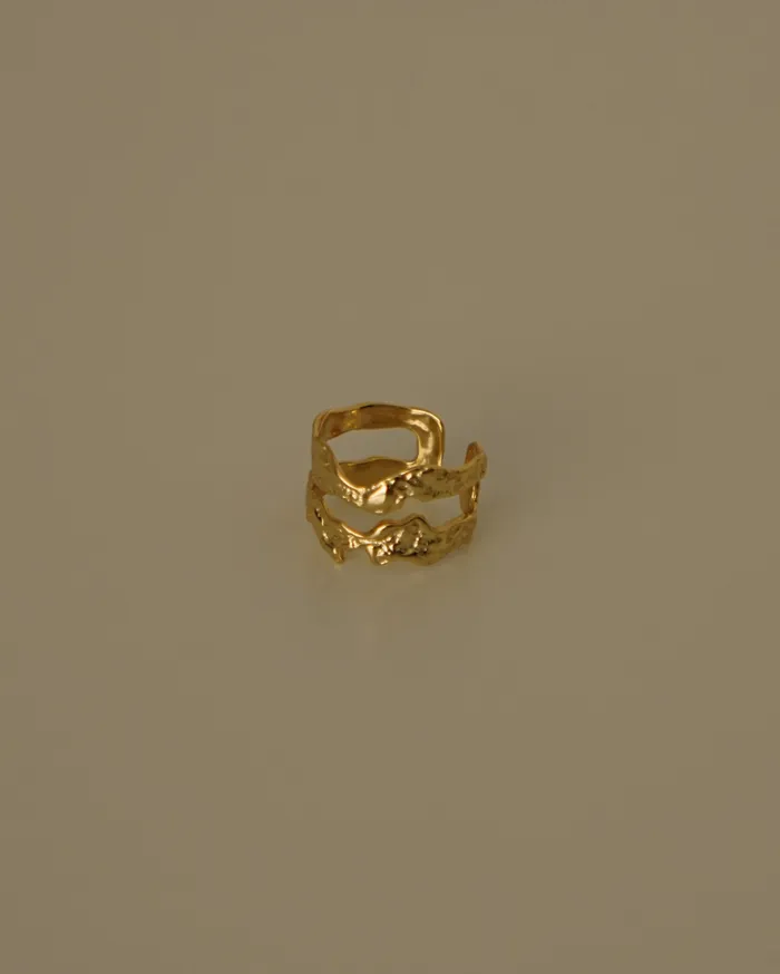 Saavi Duo Hammered Cigar Band Ring MYJN Rings