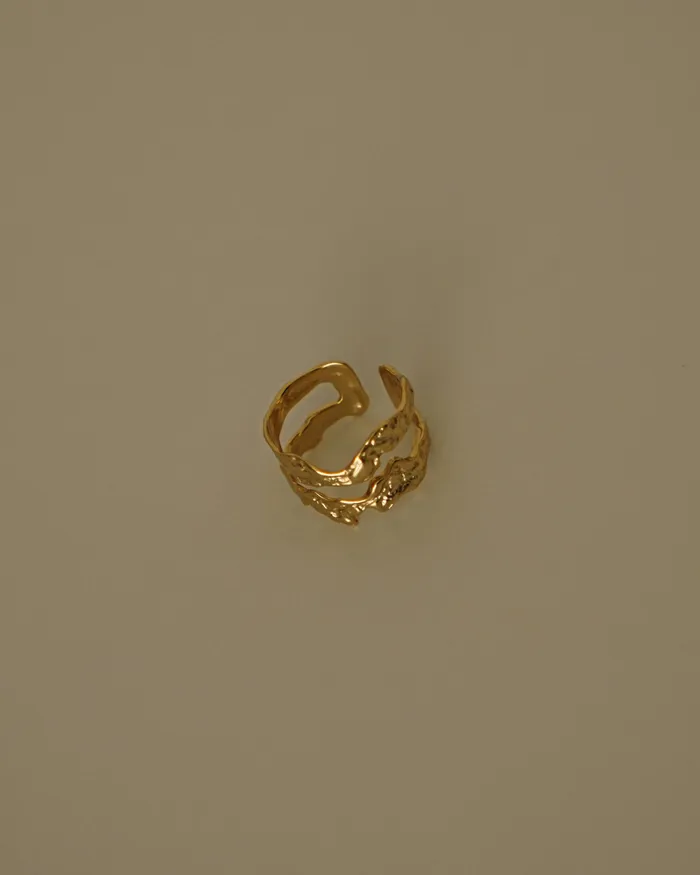 Saavi Duo Hammered Cigar Band Ring MYJN Rings
