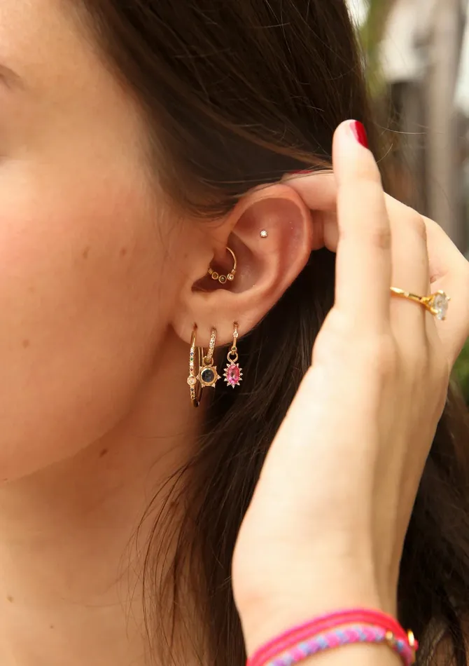 Scosha Earrings Diamond Bezel Rainbow Gem Hoop