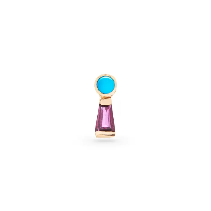 Scosha Earrings The Garnet Keyhole Stud with Turquoise