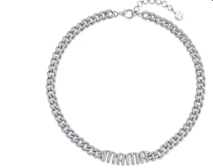 Shay Fine Jewelry Necklaces DIAMOND PAVE PERSONALIZED 4 LETTER MEDIUM LINK NECKLACE