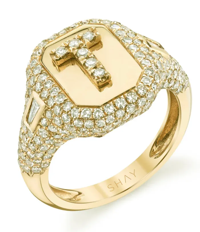 Shay Fine Jewelry Rings DIAMOND PAVE INITIAL PINKY RING