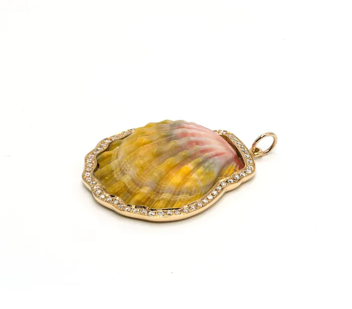SHELL IN DIAMOND FRAME CHARM Jenna Blake Charm Necklaces SHELL IN DIAMOND FRAME CHARM Jenna Blake Charm Necklaces