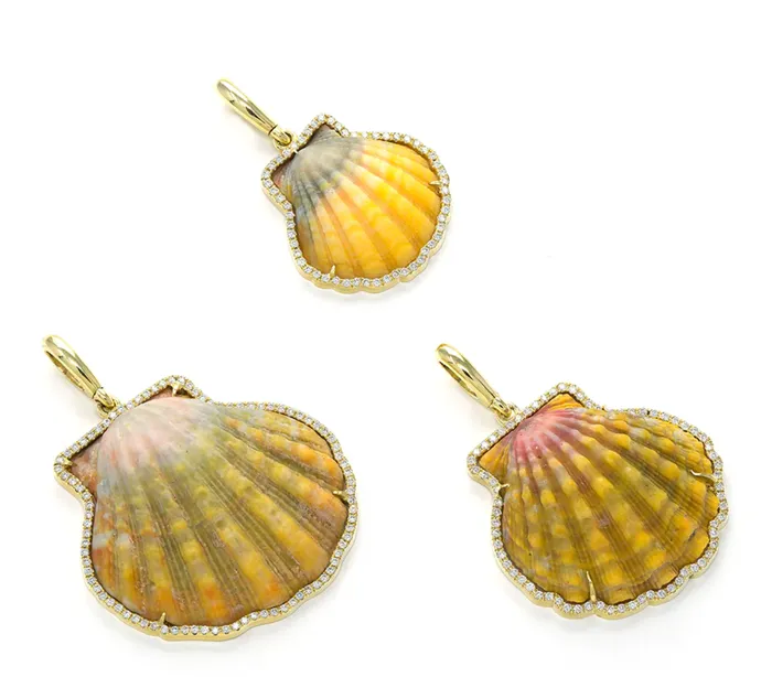 SHELL IN DIAMOND FRAME CHARM Jenna Blake Charm Necklaces SHELL IN DIAMOND FRAME CHARM Jenna Blake Charm Necklaces