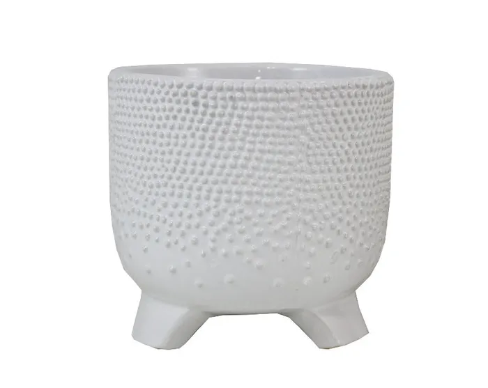 Splash Rings White Ceramic Planter Pot