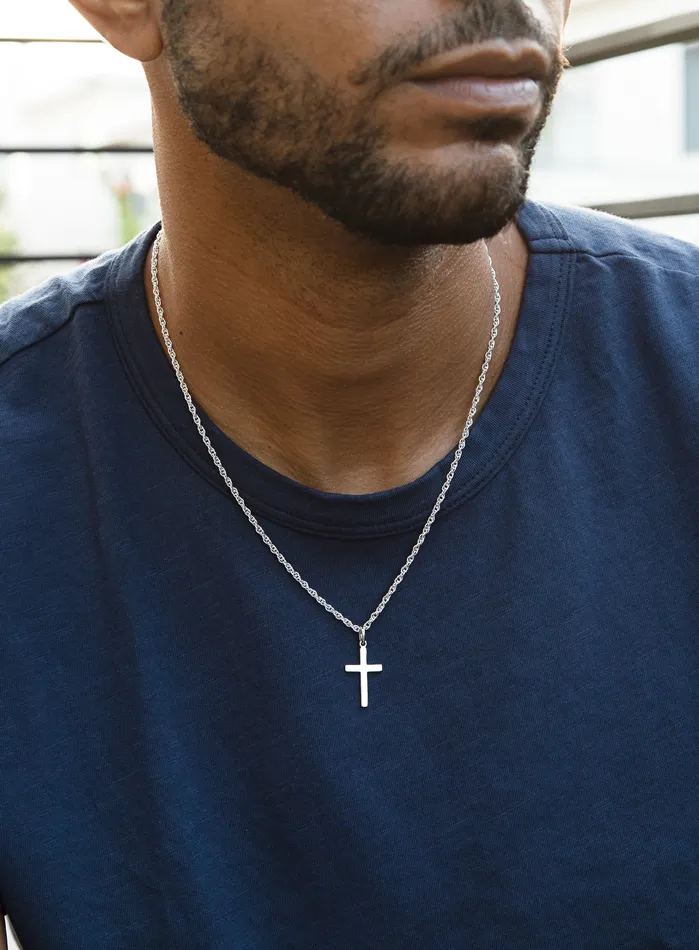 Sterling Silver Cross on Rope Chain We Are All Smith Necklaces