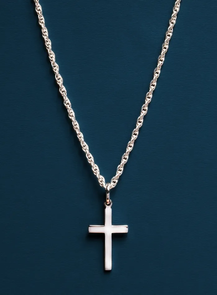 Sterling Silver Cross on Rope Chain We Are All Smith Necklaces