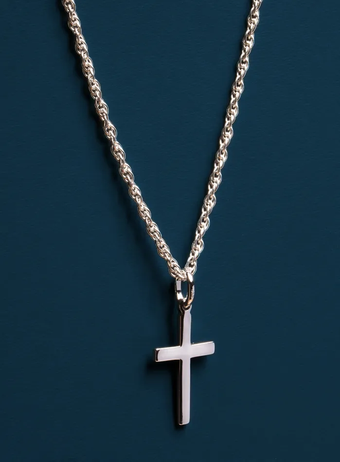 Sterling Silver Cross on Rope Chain We Are All Smith Necklaces