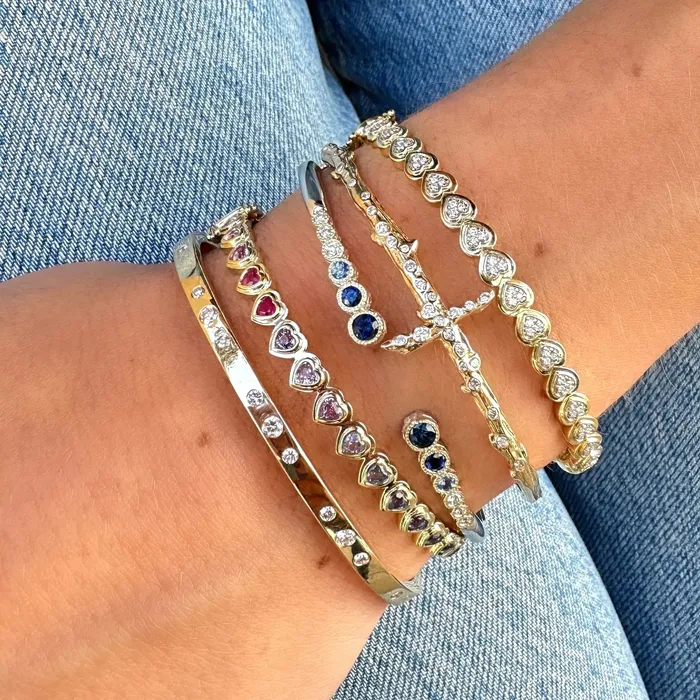 Three Stories Jewelry Bracelets Love Explosion Sideways Pave Heart Bangle Three Stories Jewelry Bracelets Love Explosion Sideways Pave Heart Bangle