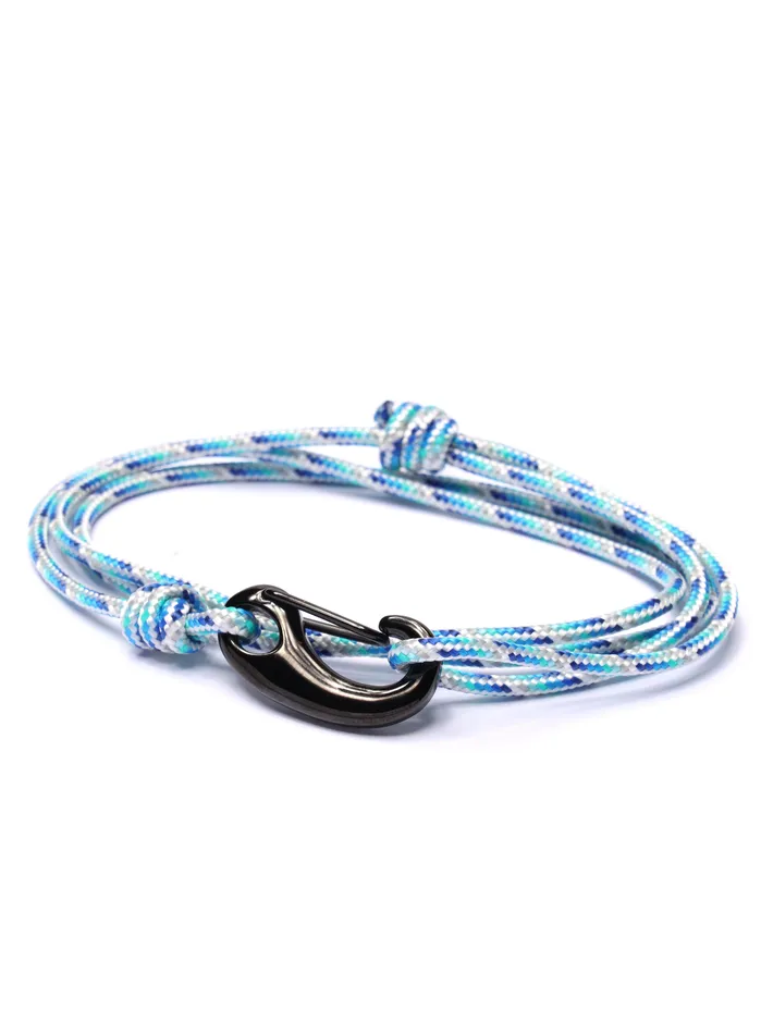 We Are All Smith Bracelets Blue White Tactical Cord Bracelet for Men Black Clasp 19K