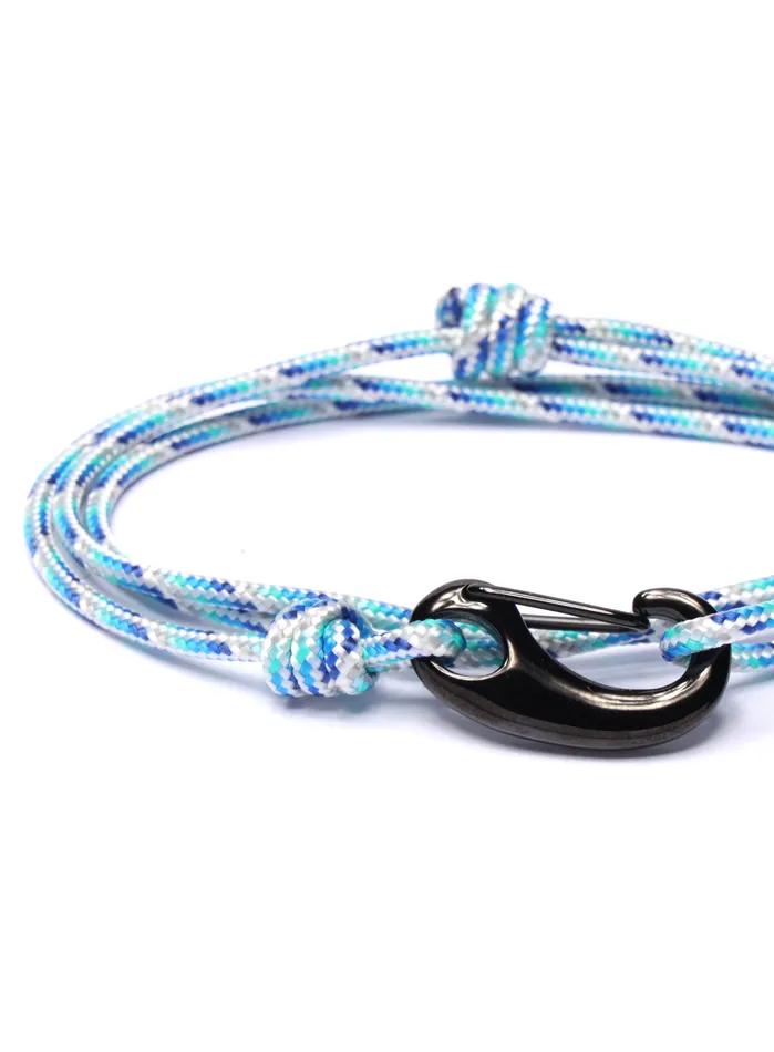 We Are All Smith Bracelets Blue White Tactical Cord Bracelet for Men Black Clasp 19K