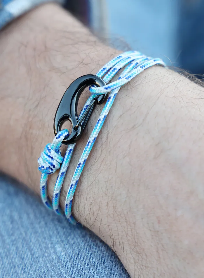 We Are All Smith Bracelets Blue White Tactical Cord Bracelet for Men Black Clasp 19K
