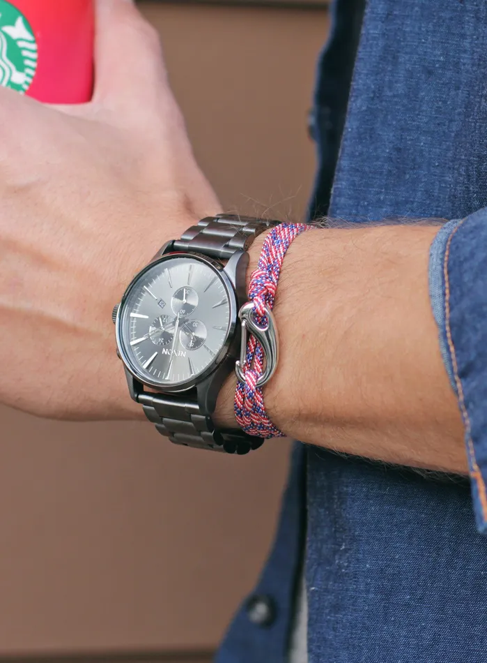 We Are All Smith Bracelets Freedom USA Flag Silverl Tactical Cord Bracelet